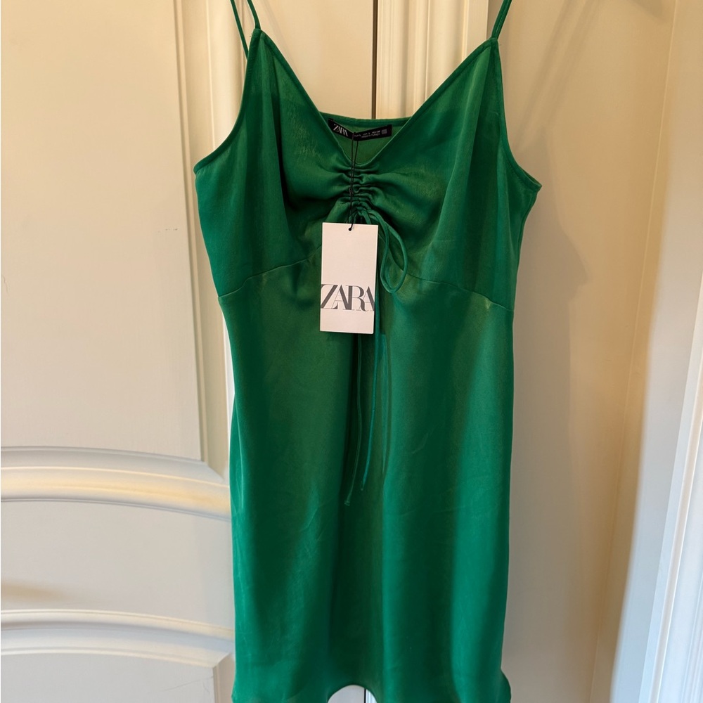 Zara Emerald Satin Slip Dress